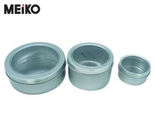 Ronda de cargol superior caixa de la llauna amb finestra transparent